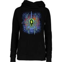 Halloween Spiderweb Creepy Spider Womens Funnel Neck Pullover Hood