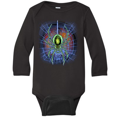 Halloween Spiderweb Creepy Spider Baby Long Sleeve Bodysuit