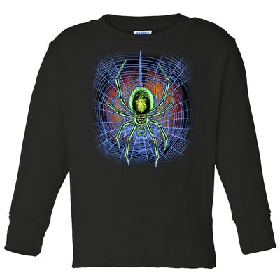 Halloween Spiderweb Creepy Spider Toddler Long Sleeve Shirt