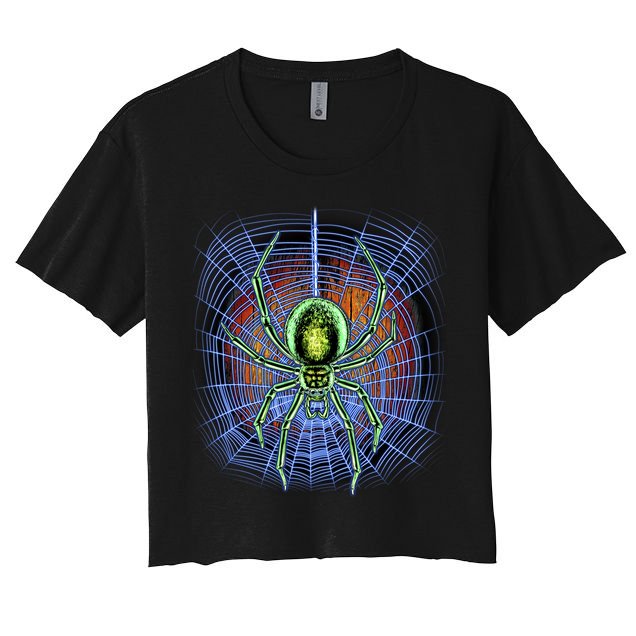 Halloween Spiderweb Creepy Spider Crop Top