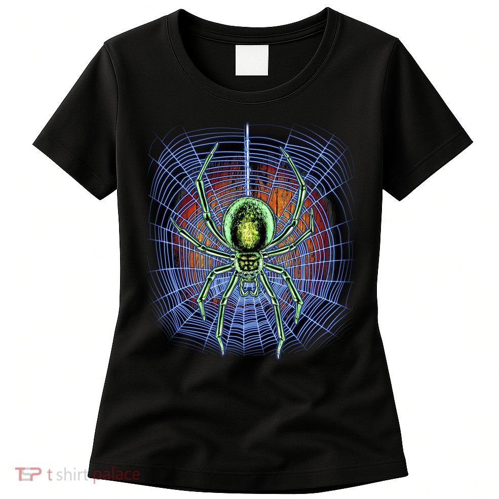 Halloween Spiderweb Creepy Spider Womens T-Shirt