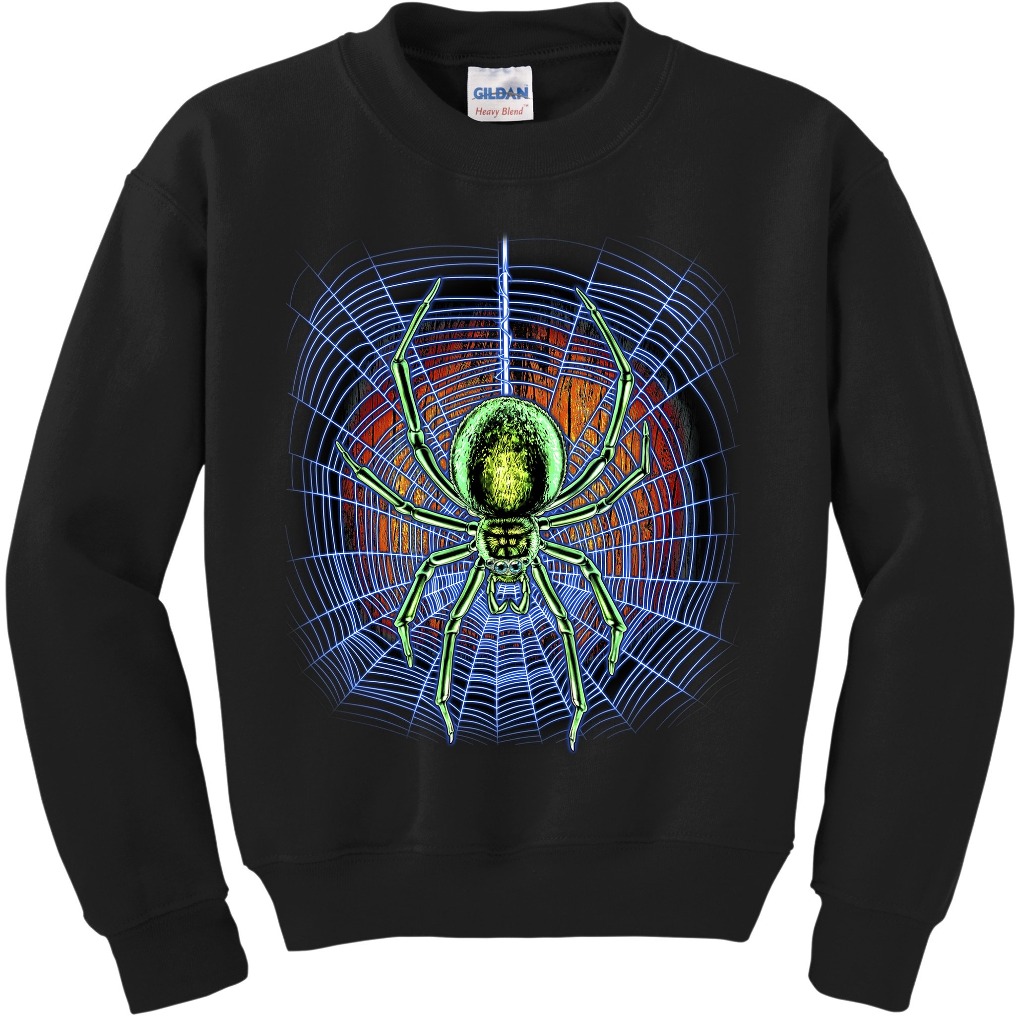 Halloween Spiderweb Creepy Spider Kids Sweatshirt