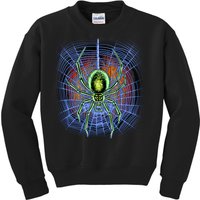 Halloween Spiderweb Creepy Spider Kids Sweatshirt