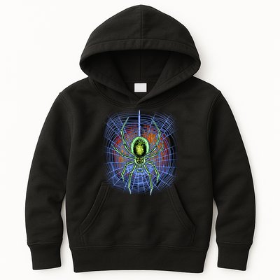 Halloween Spiderweb Creepy Spider Kids Hoodie