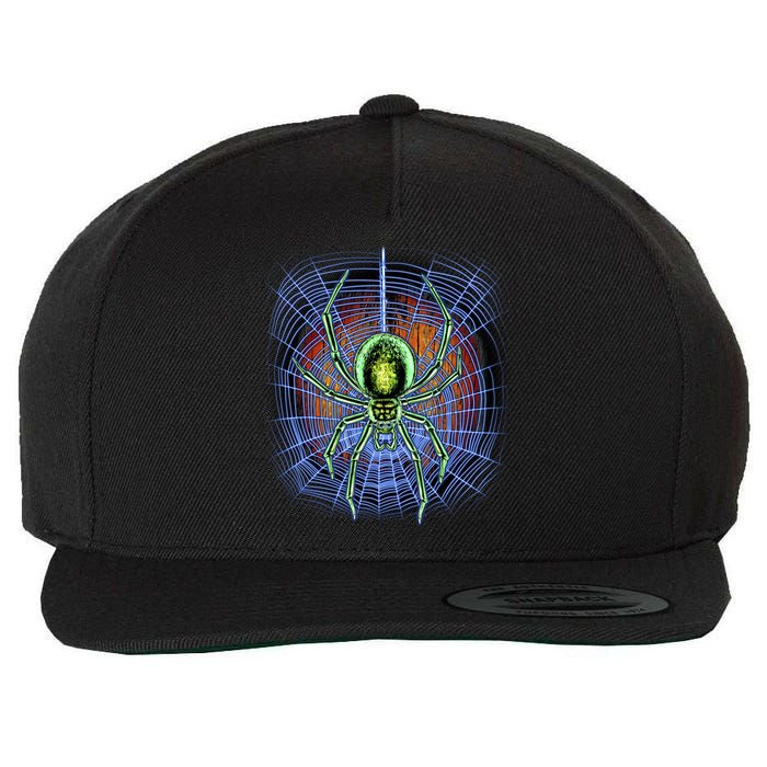 Halloween Spiderweb Creepy Spider Wool Snapback Cap