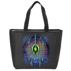 Halloween Spiderweb Creepy Spider Zip Tote Bag