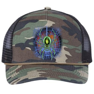 Halloween Spiderweb Creepy Spider Retro Rope Trucker Hat Cap