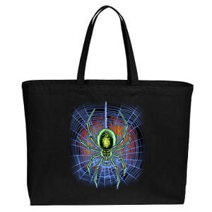 Halloween Spiderweb Creepy Spider Cotton Canvas Jumbo Tote