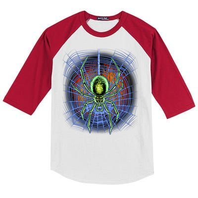 Halloween Spiderweb Creepy Spider Kids Colorblock Raglan Jersey