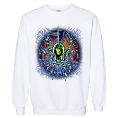 Halloween Spiderweb Creepy Spider Garment-Dyed Sweatshirt
