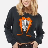 Halloween Tuxedo Tux costume Cropped Pullover Crew