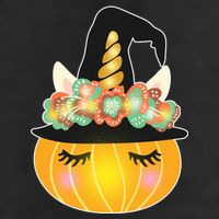 Halloween Uni-Pumpkin Sparkly Cute 7 Panel Mesh Trucker Snapback Hat