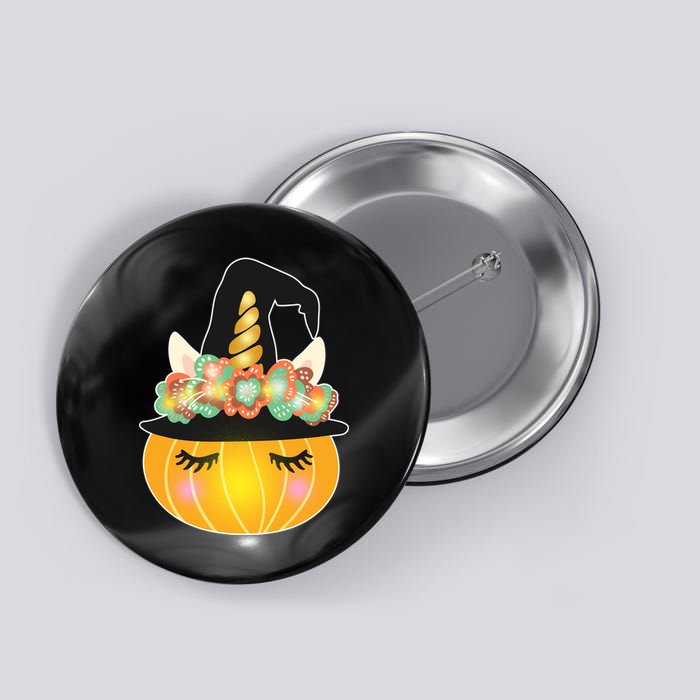 Halloween Uni-Pumpkin Sparkly Cute Button