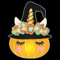 Halloween Uni-Pumpkin Sparkly Cute Button