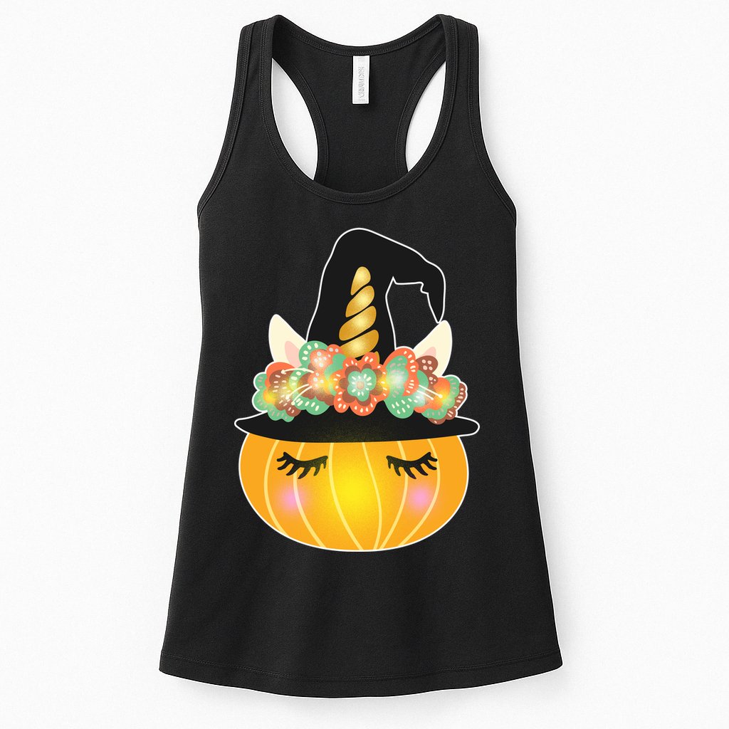 Halloween Uni-Pumpkin Sparkly Cute Womens Tank Top