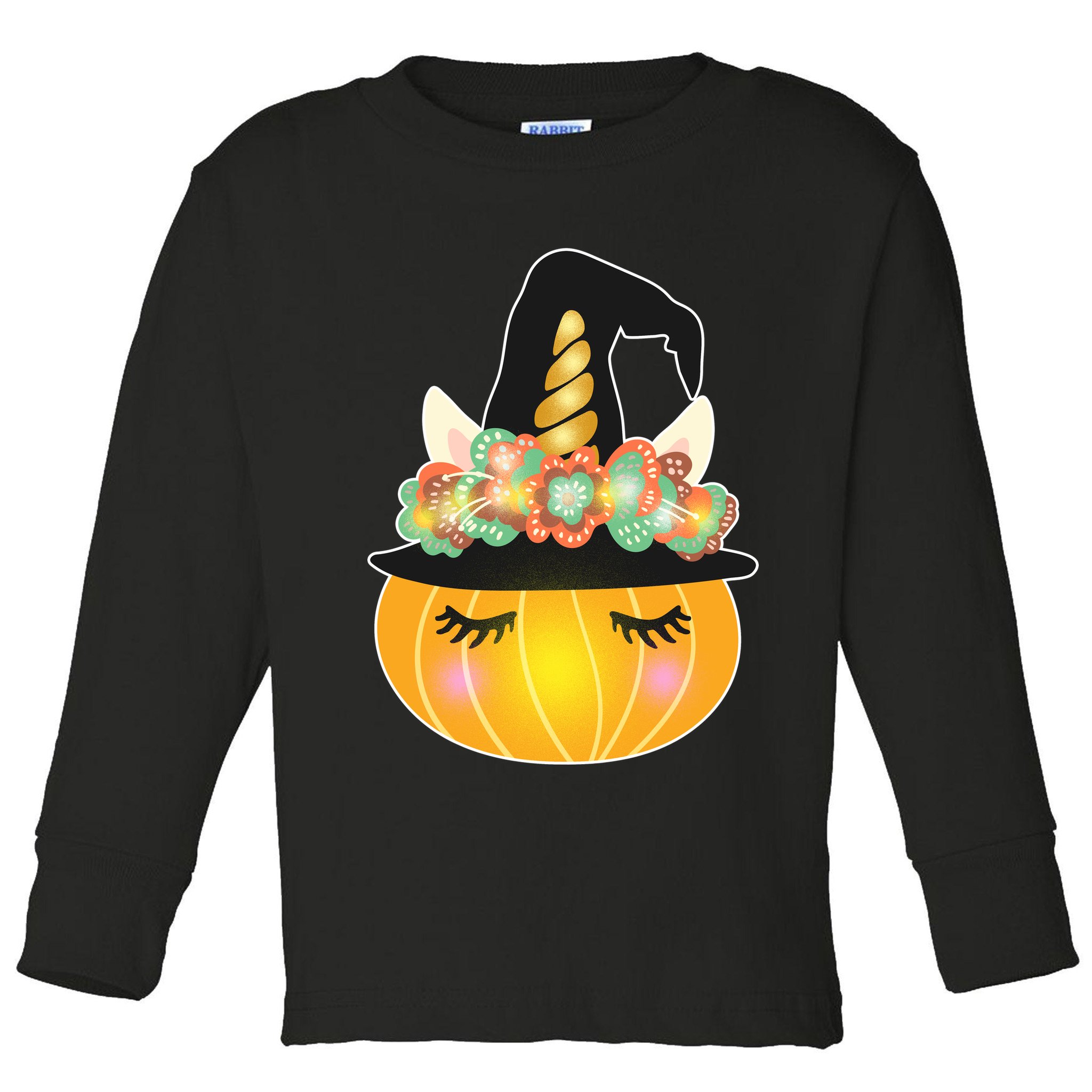 Halloween Uni-Pumpkin Sparkly Cute Toddler Long Sleeve Shirt