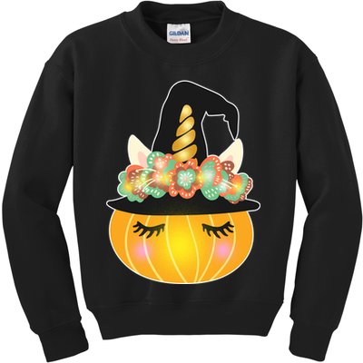 Halloween Uni-Pumpkin Sparkly Cute Kids Sweatshirt