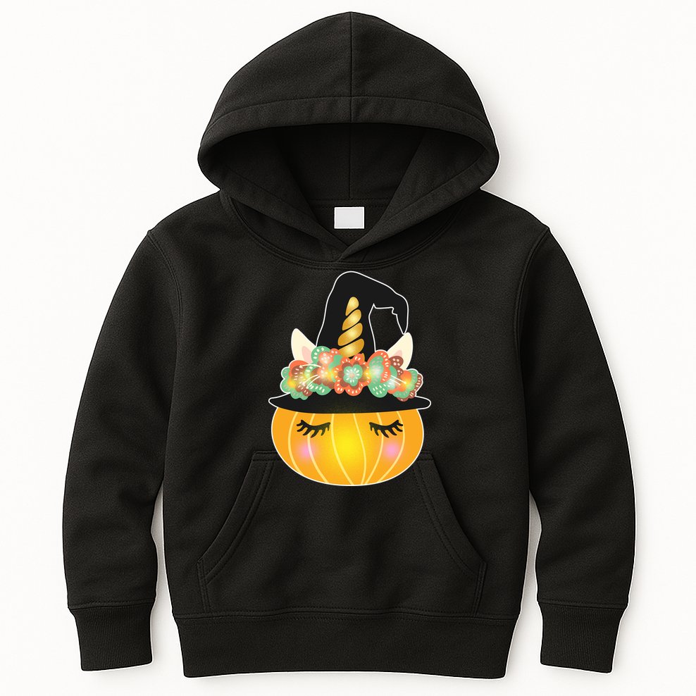 Halloween Uni-Pumpkin Sparkly Cute Kids Hoodie