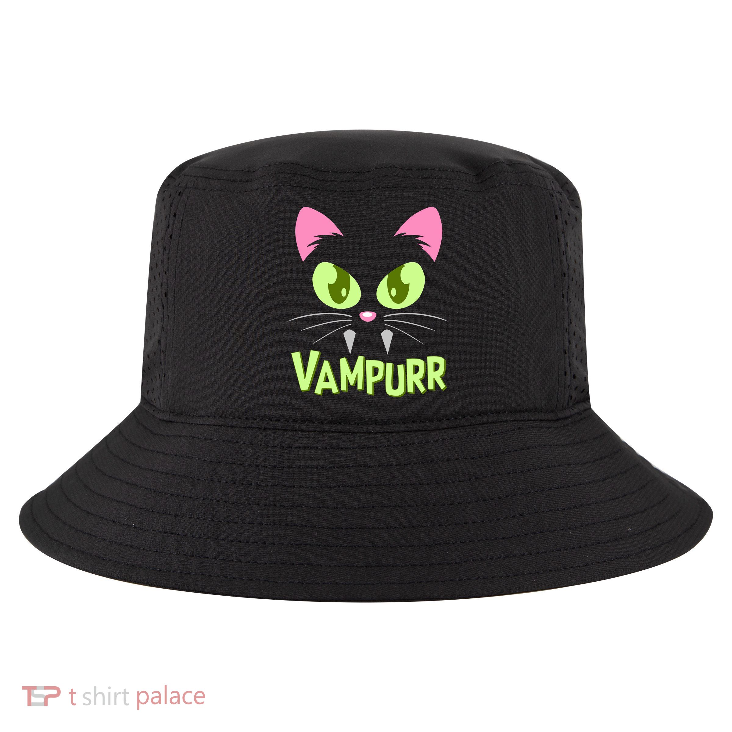 Halloween Vampurr Funny Cat Cool Comfort Performance Bucket Hat