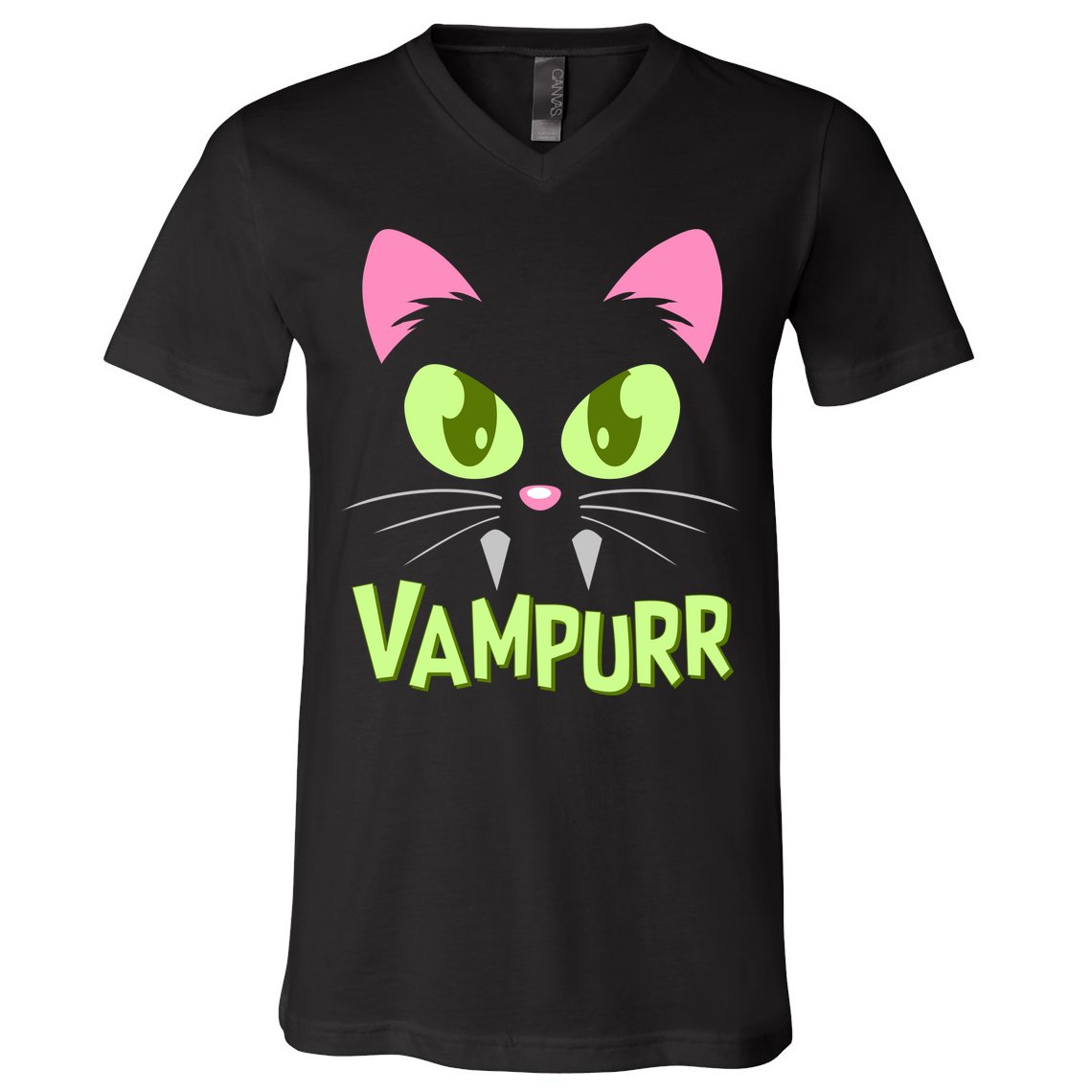 Halloween Vampurr Funny Cat V-Neck T-Shirt