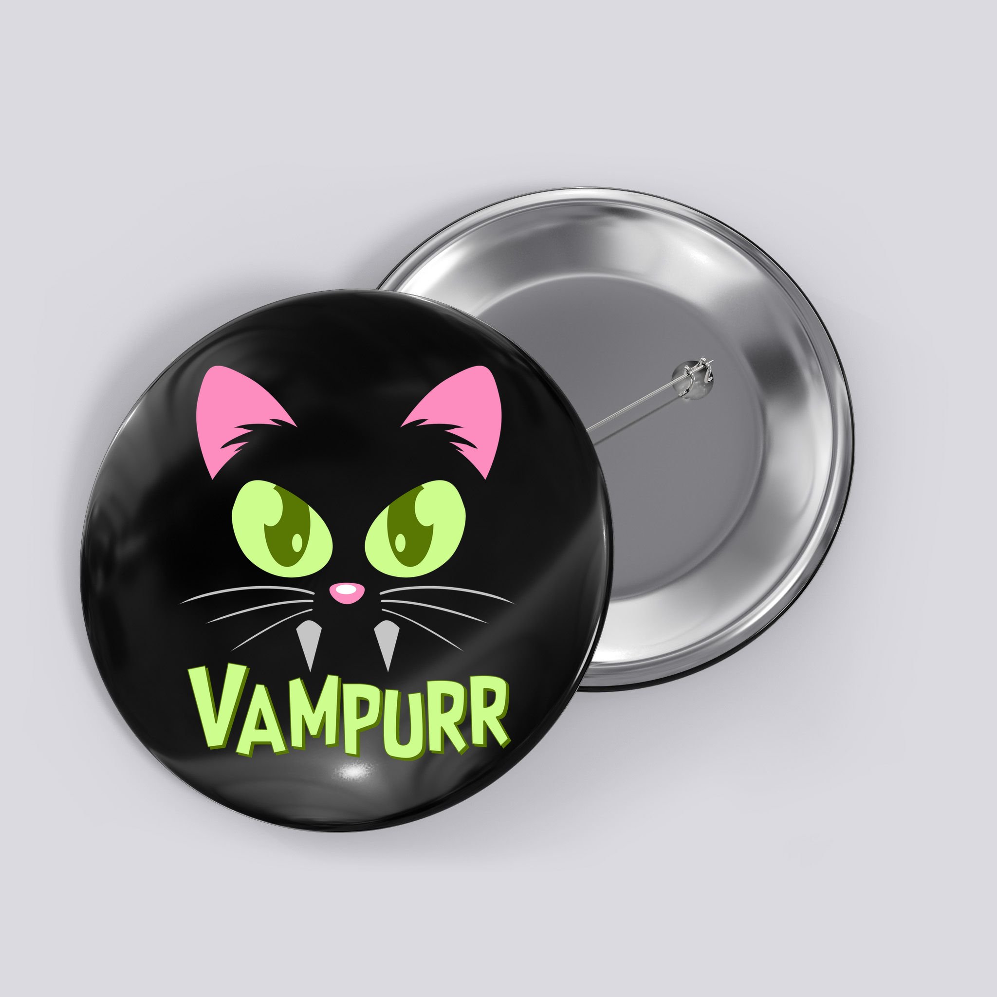 Halloween Vampurr Funny Cat Button