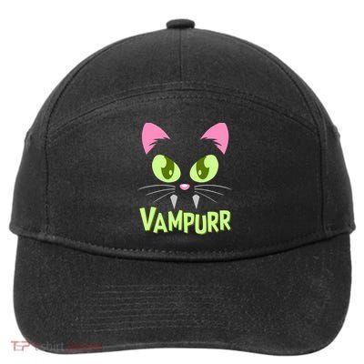 Halloween Vampurr Funny Cat 7-Panel Snapback Hat