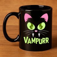 Halloween Vampurr Funny Cat 11oz C Handle Ceramic Mug