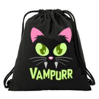 Halloween Vampurr Funny Cat Drawstring Bag