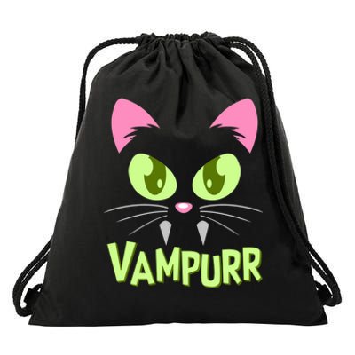 Halloween Vampurr Funny Cat Drawstring Bag