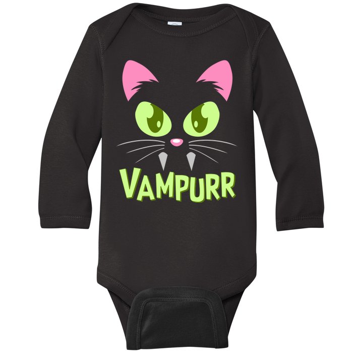 Halloween Vampurr Funny Cat Baby Long Sleeve Bodysuit