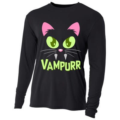Halloween Vampurr Funny Cat Cooling Performance Long Sleeve Crew