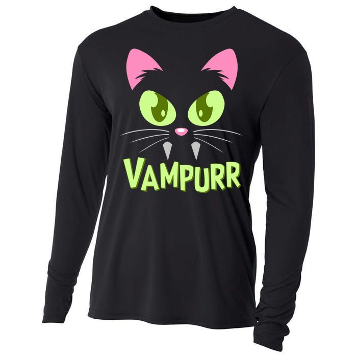 Halloween Vampurr Funny Cat Cooling Performance Long Sleeve Crew