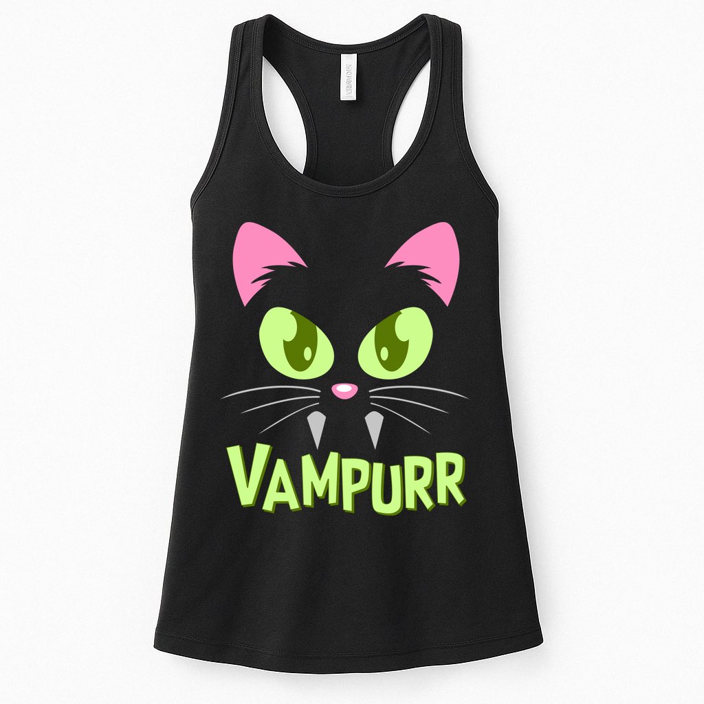 Halloween Vampurr Funny Cat Womens Tank Top
