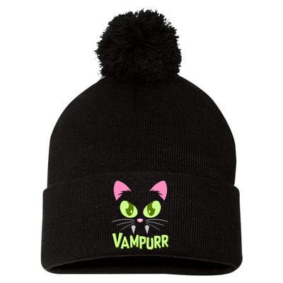 Halloween Vampurr Funny Cat Pom Pom 12in Knit Beanie