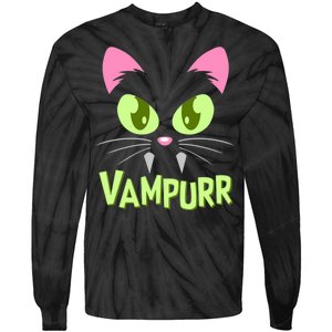 Halloween Vampurr Funny Cat Tie-Dye Long Sleeve Shirt