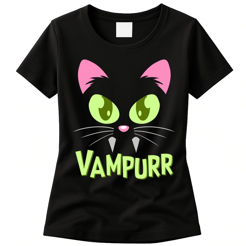 Halloween Vampurr Funny Cat Womens T-Shirt