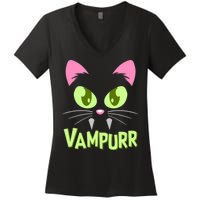 Halloween Vampurr Funny Cat Women's V-Neck T-Shirt