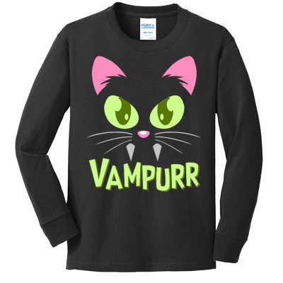 Halloween Vampurr Funny Cat Kids Long Sleeve Shirt