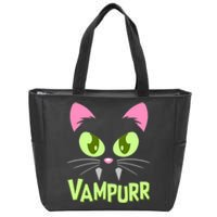 Halloween Vampurr Funny Cat Zip Tote Bag