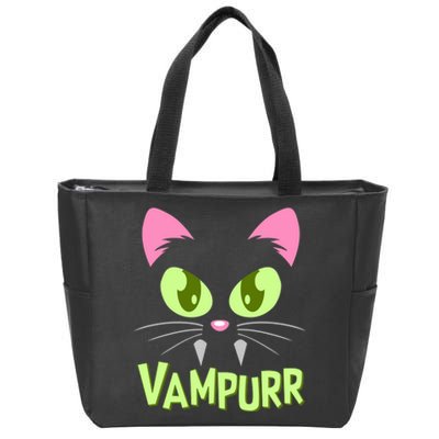 Halloween Vampurr Funny Cat Zip Tote Bag