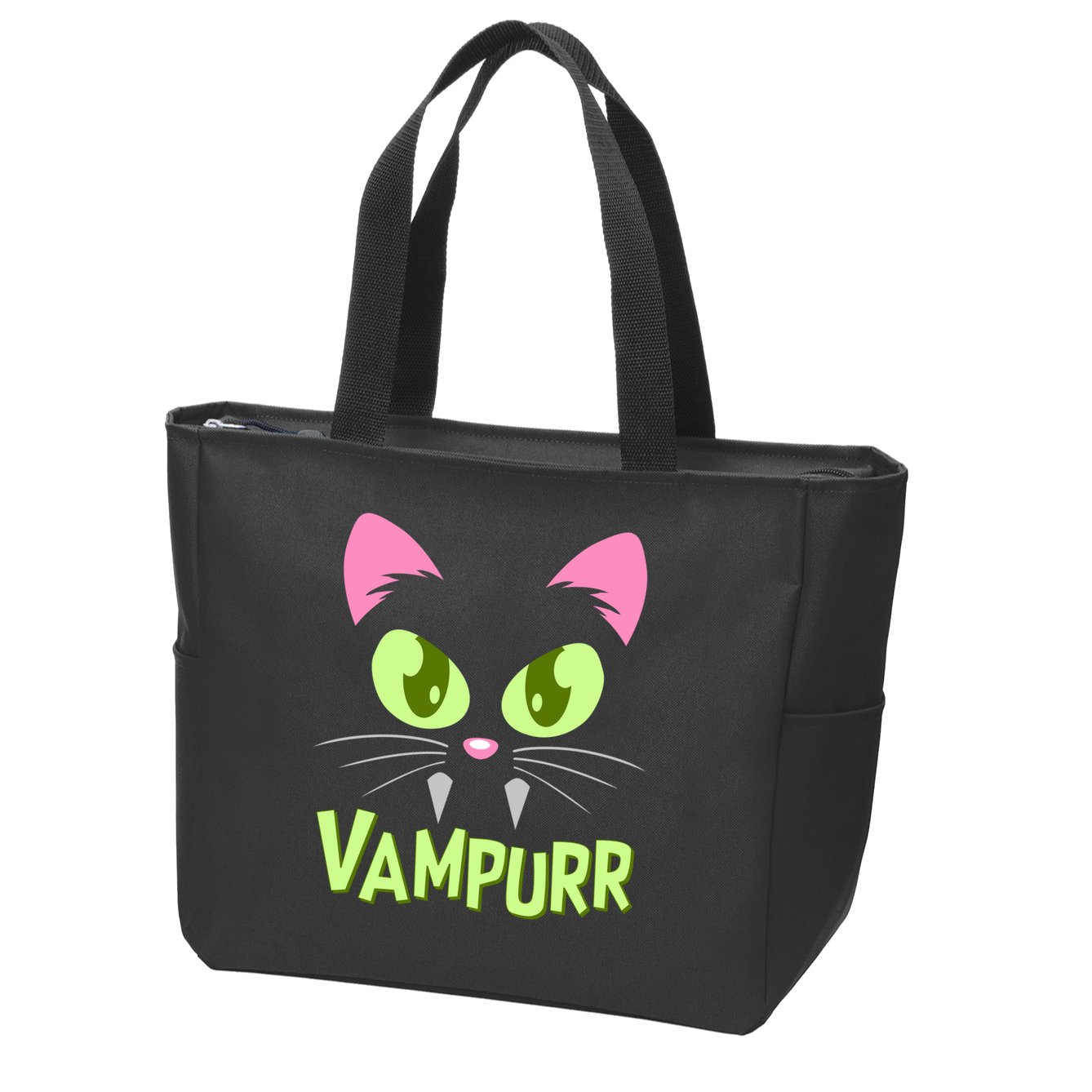 Halloween Vampurr Funny Cat Zip Tote Bag