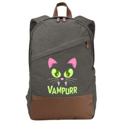 Halloween Vampurr Funny Cat Cotton Canvas Backpack