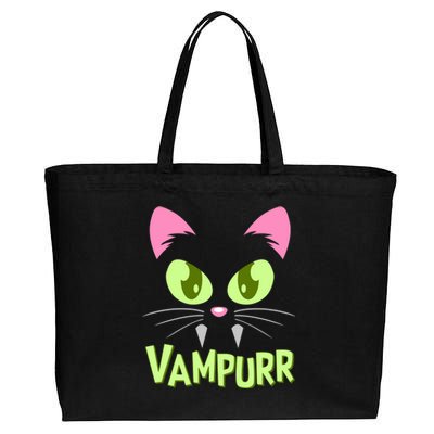 Halloween Vampurr Funny Cat Cotton Canvas Jumbo Tote