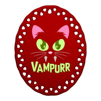 Halloween Vampurr Funny Cat Ceramic Oval Ornament