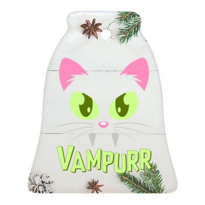 Halloween Vampurr Funny Cat Ceramic Bell Ornament