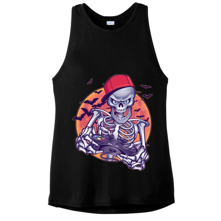 Halloween Video Gamer Skeleton Ladies PosiCharge Tri-Blend Wicking Tank