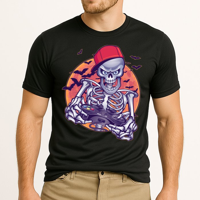 Halloween Video Gamer Skeleton Cooling Performance Crew T-Shirt