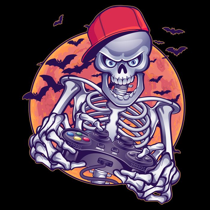 Halloween Video Gamer Skeleton Cooling Performance Crew T-Shirt