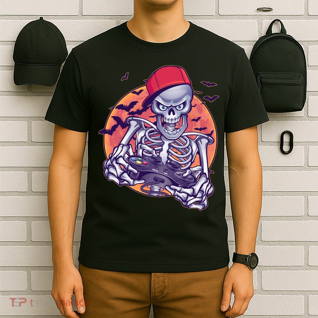 Halloween Video Gamer Skeleton T-Shirt