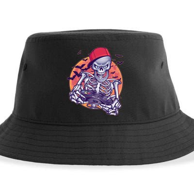 Halloween Video Gamer Skeleton Sustainable Bucket Hat